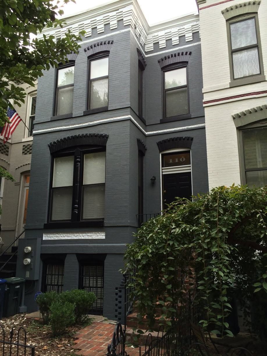 Black exterior paint job on historic DC home done by JF Meyer Construction